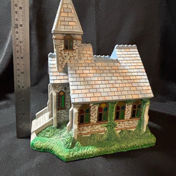 Partylite Olde World Village #2 Church Tealight Candle House Stained Glass - Picture 5 of 7